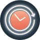 A timer icon with a continuous arrow around it.